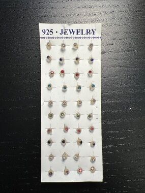 Sterling 925 Silver Multi-Color  earrings Stud Set